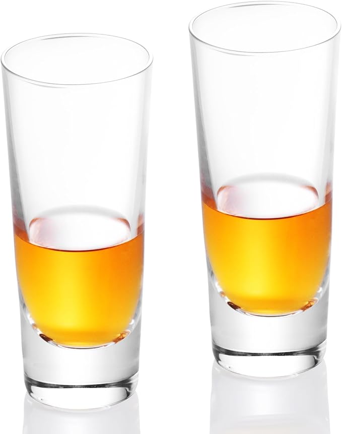KAMMAK Shot Glasses Set of 2, 90ml/3oz Clear Espresso Shot Glass with Heavy Base for Bar Restaurants Home, Small Whiskey Shot Glass for Vodka, Whiskey, Tequila, Spirits & Liquors