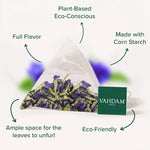 Load image into Gallery viewer, VAHDAM, Butterfly Pea Flower Tea Bags (40 Pyramid Teabags) Vegan, Non-GMO | Delicate &amp; Earthy | Direct From Source - Plant Based Biodegradable Tea Bags | Brew Iced Tea, Cooking, Mocktails &amp; Cocktails