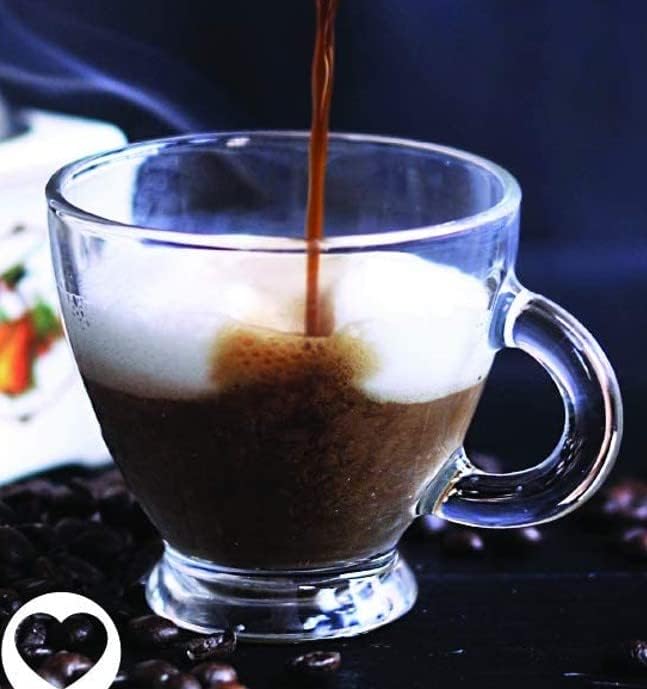 BOHEM'S Espresso Cups, 3.2 oz Small Demitasse Clear Glass Espresso Drinkware, Set of 4, Espresso Shot Glasses, Clear Expresso Coffee Cups, Tazas de Cafe Expreso