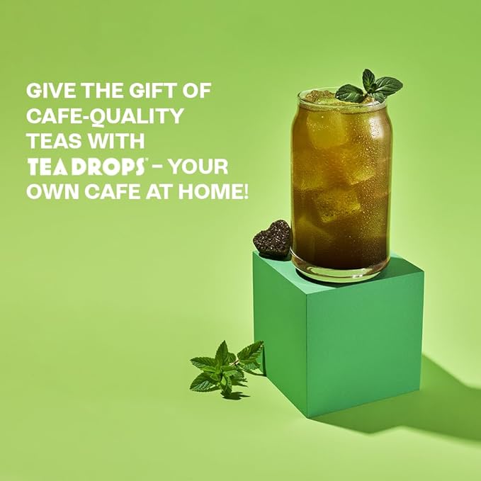 Tea Drops 30 Bulk Pack Organic Peppermint Bagless Tea - Loose Leaf, Lightly Sweetened, On-The-Go. Plastic-Free - Iced or Hot Tea