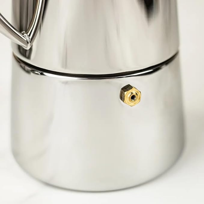 Cuisinox Moka Pot Coffee Espresso Maker – Stainless Steel Roma Stovetop Espresso Coffee Maker, Induction Compatible, Durable Long-Lasting, Dishwasher Safe, Heat-Resistant Handle, 4-Cup, 200ml, 7oz