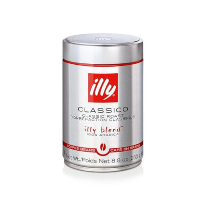 Illy Whole Bean Coffee, Classico Medium Roast - Mild & Balanced - 100% Arabica - Whole Beans - Pressurized Packaging Sealed for Freshness - 8.8oz can (Pack of 6)