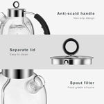 Load image into Gallery viewer, ASCOT Electric Kettle, Glass Electric Tea Kettle Gifts for Men/Women/Family 1.5L 1500W Borosilicate Glass Tea Heater, with Auto Shut-Off and Boil-Dry Protection (Silver)