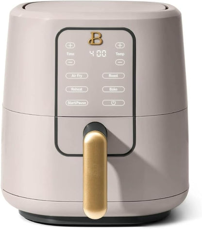 Beautiful 3-Quart Digital Air Fryer with TurboCrisp Technology by Drew Barrymore – 4 Preset Functions, 1200W Power, Non-Stick Coating, Dishwasher Safe Basket (Porcini Taupe)