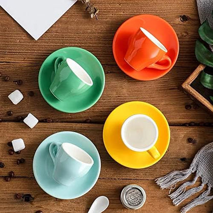 Porcelain Espresso Cup with Saucer, Espresso shot Cup, 80ml/2.7Oz, Deep Blue