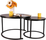 Load image into Gallery viewer, BIGTREE Round Nesting Coffee Table Set of 2,Waterproof Faux Marble Wood Top with Adjustable Non-Slip Feet for Living Room,Office