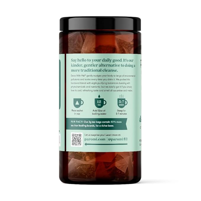 Paromi Detox With Me Rooibos Organic Tea Organic Herbal Tea, Signature Jar, 15 Count