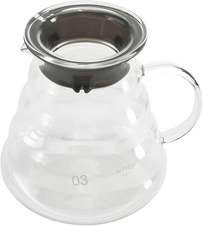 Restaurantware Restpresso 25 Ounce Coffee Carafe 1 Insulated Coffee Server - Push-Button Top Wide Spout Clear Glass Coffee Pitcher Built-In Handle Leakproof