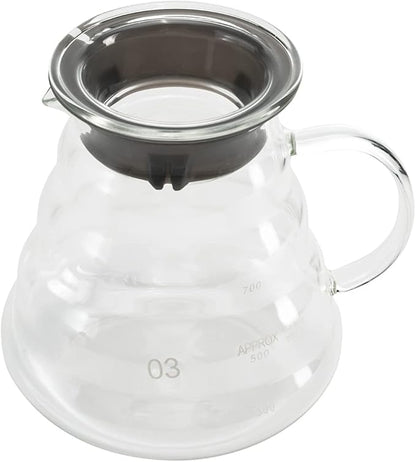Restaurantware Restpresso 25 Ounce Coffee Carafe 1 Insulated Coffee Server - Push-Button Top Wide Spout Clear Glass Coffee Pitcher Built-In Handle Leakproof
