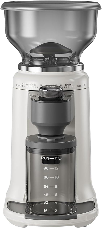 Electric Burr Coffee Been Grinder with Adjustable 24 Precise Grind Settings, 40s Digital Timer for French Press, Espresso, and Drip Pour Over, Home Use (White)