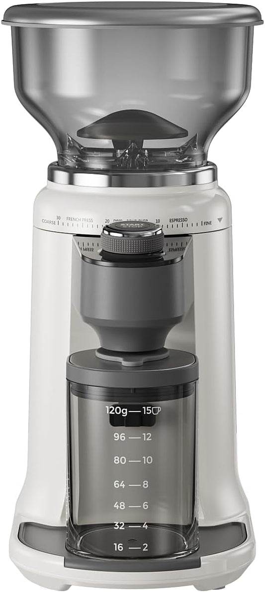 Electric Burr Coffee Been Grinder with Adjustable 24 Precise Grind Settings, 40s Digital Timer for French Press, Espresso, and Drip Pour Over, Home Use (White)