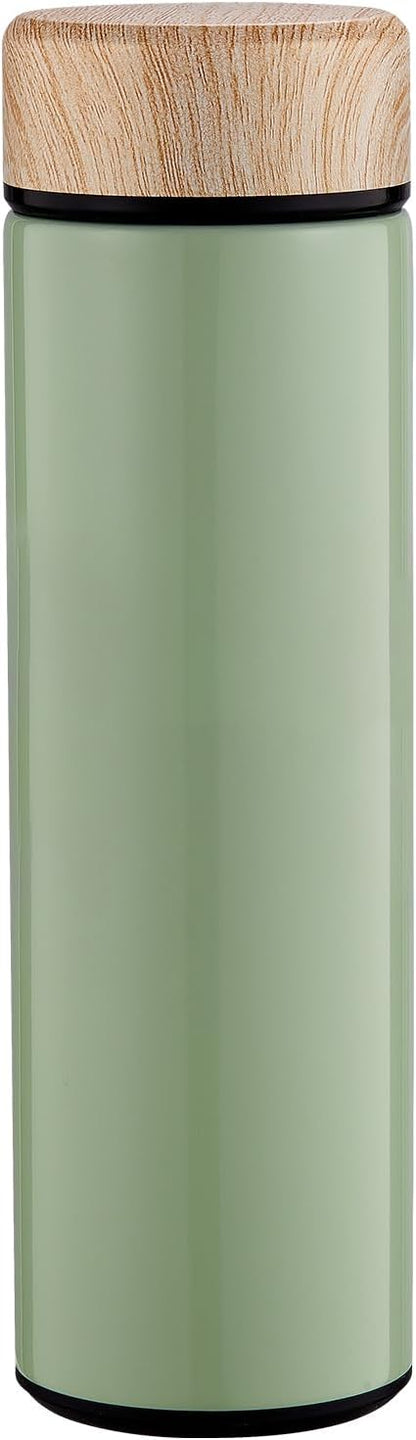15oz Water Bottle Stainless Steel Thermos Flask - Insulated Vacuum, Leak Proof, Keeps Drinks Hot/Cold - Ideal for Coffee, Tea, Water - Green