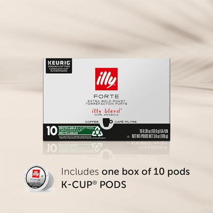 Illy Forte K Cup Coffee Pod, Bold And Intense, Extra Dark Roast, Made With 100% Arabica Beans, All-Natural, No Preservatives, Made for Keurig Machines, 10 Count (Pack Of 1)