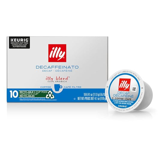 Illy Coffee K Cups - Pods For Keurig Machines – Classico Decaf Roast – Notes of Caramel - Mild, Flavorful & Balanced Flavor - No Preservatives – 10 Count