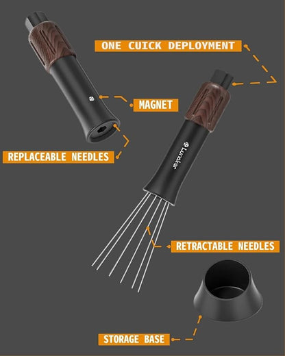 Flick WDT Espresso Distribution Tool - Tamper With Retractable Needles - Coffee & Espresso Machine Accessories