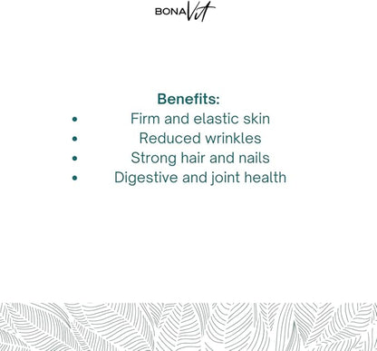 BonaGlow - Hydrolyzed Collagen Types I, II, III, IV, V, X - Premium Blend - 24 Servings - with Vitamin C, Digestive Enzymes - Sugar-Free, Non-GMO, Paleo-Friendly - Skin, Hair, Nails.