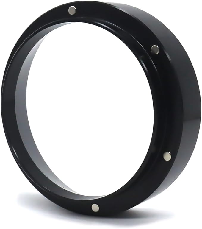 1pc Espresso Dosing Funnel 51/53/58mm Coffee Dosing Ring Aluminum Espresso Distribution Coffee Tool For Home Coffee Bar Shop College Dorm Room Apartment Essential Coffee Accessories (53mm, Black)