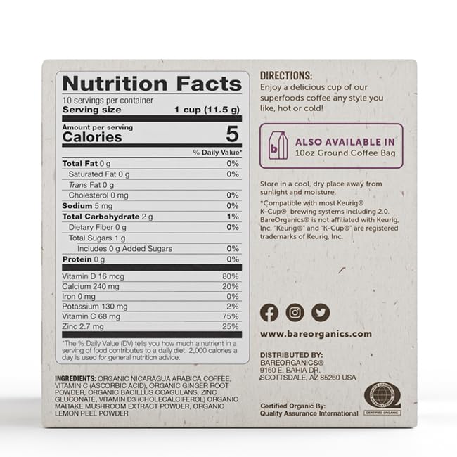 BareOrganics Daily Defense Coffee with Superfoods, 60ct (15660) (Pack of 2)