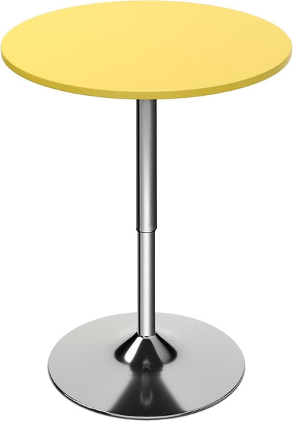 Magshion 23.5" Round Adjustable Height Bar Table, 27.5"-36" Range, 360° Swivel MDF Top Pub Table for Dining, Café, Cocktail, Yellow