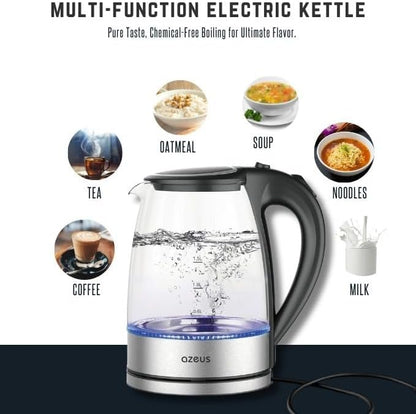 Azeus 1.8L Electric Kettle CX-817 - Fast Boil, Auto Shut-Off, Boil-Dry Protection, 360° Swivel Base - Stainless Steel Water Boiler for Tea, Coffee, and Hot Water