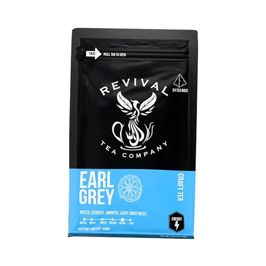 Revival Tea Company Earl Grey Tea - Black Tea Blend with Bergamot and Cornflower Petals - Loose Leaf 6 Ounces
