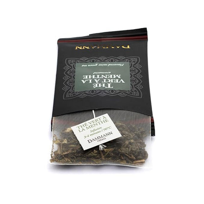 Dammann Freres Satchets, Green Mint Tea Bags, Premium Gourmet French Green Tea, Blend Spearmint, Peppermint Flavors, Individually Wrapped, 24 Count (Single Pack)