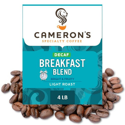 Cameron's Coffee Roasted Whole Bean Coffee, Decaf Breakfast Blend, 4 Pound