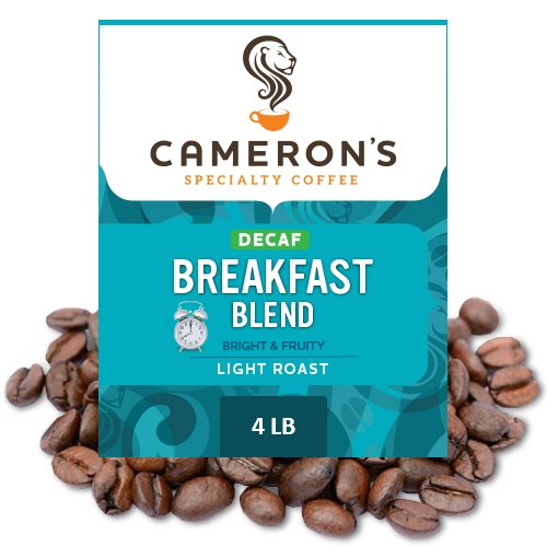 Cameron's Coffee Roasted Whole Bean Coffee, Decaf Breakfast Blend, 4 Pound