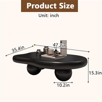 Cloud Coffee Table, Modern Coffee Table for Living Room Apartment, Cartoon Irregular Indoor Tea Table, Cute End Table with Ball 3 Legs, Easy Assemble,Black l47.2