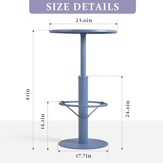 Minimalist High Pub Table 41.3inch Tall Bar Table Modern Patio Table for Backyard Retro Dinner Table in Home Kitchen Industrial Metal Display Stand