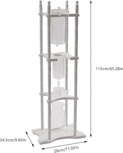 Ice Drip Coffee Maker, 2.5L Iced Coffee Maker Drip Tea Maker Tower Wooden Stand Glass Dripper Machine Cold Brew for Making Delicious Cold, Extracted Coffee at Home, Coffee Shops