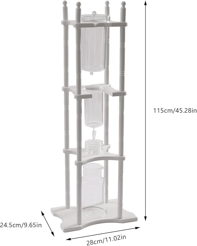 Ice Drip Coffee Maker, 2.5L Iced Coffee Maker Drip Tea Maker Tower Wooden Stand Glass Dripper Machine Cold Brew for Making Delicious Cold, Extracted Coffee at Home, Coffee Shops
