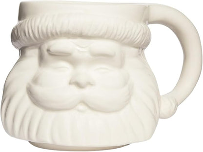Sweet Water Decor Santa Face Mugs - 15oz Santa Hot and Cold Holiday Drinkware Gift - Ceramic Christmas Decoration Mug