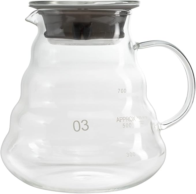 Restaurantware Restpresso 25 Ounce Coffee Carafe 1 Insulated Coffee Server - Push-Button Top Wide Spout Clear Glass Coffee Pitcher Built-In Handle Leakproof