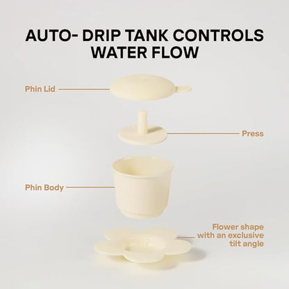 [Holiday Gift] Vietnamese Phin Filter, Plastic Reusable Pour Over Coffee Dripper, Single Cup Coffee Filter with Flower Design for Manual Brewing, Gift for Christmas Thankgiving (Ivory)