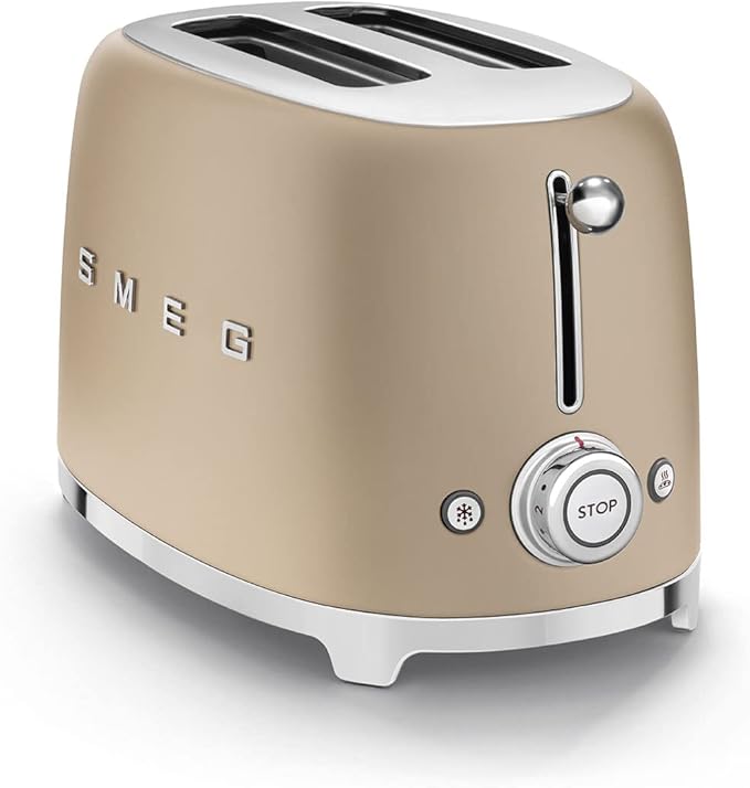 Smeg Electric Kettle Matte Champagne & 2-Slice Toaster Matte Champagne