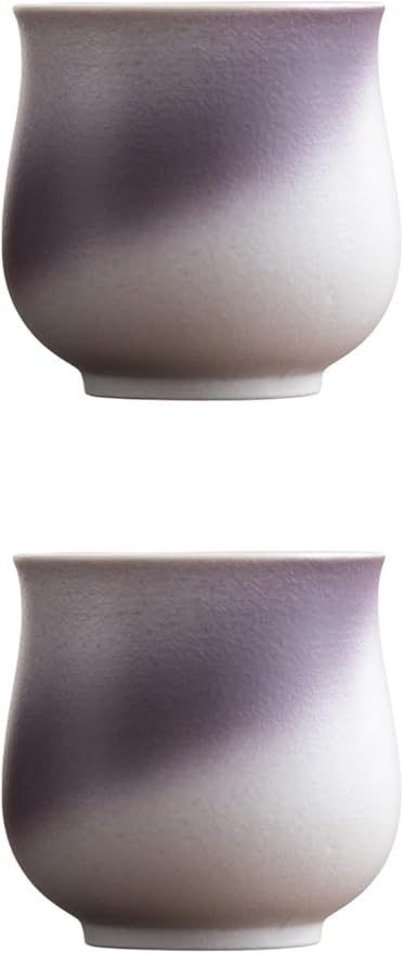 4-Oz Ceramic Espresso Cups Set - Multi-Color, Handle-Free Design for Home & Cafe | Dishwasher-Safe Stoneware Cups (Kiln turning purple, 2)