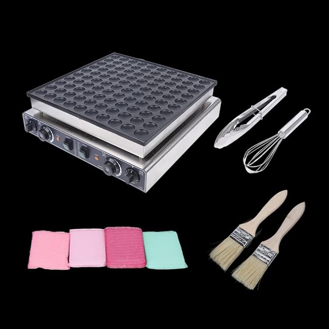 100PCS Mini Dutch Pancake Baker, Electric Waffle Maker Machine Nonstick, Poffertjes Maker Dorayaki Baker 1.8 Inches for Home and Restaurants, 110V, 3400W