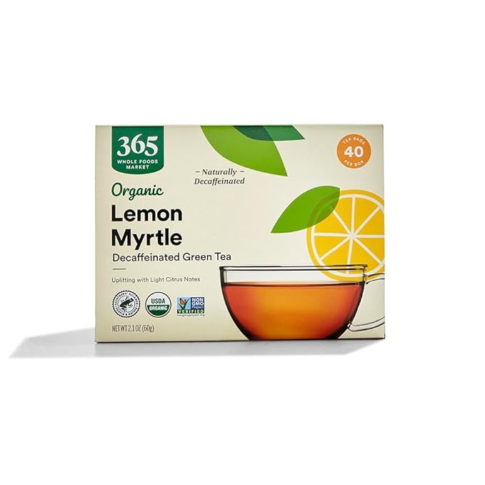 365 by Whole Foods Market, Organic Decaffeinated Green Tea with Lemon Myrtle (40 Tea Bags), 2.1 Ounce (pack of 12)