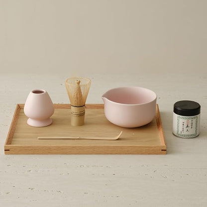 Matcha Kit - Premium Matcha Whisk Set with Traditional Bamboo Tools, Ideal Matcha Tea Set for Home (Matte Soft Pink)
