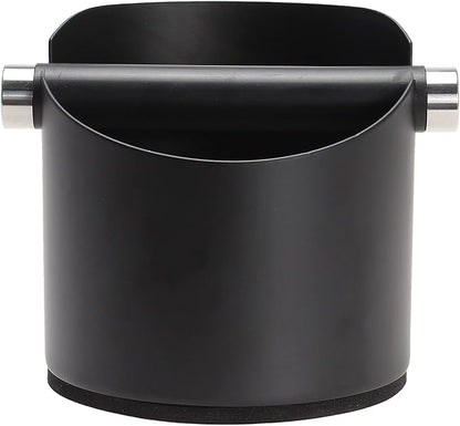 Espresso Knock Box, Stainless Steel Coffee Grounds Knock Box, With Removable Knock Bar and Non-Slip Rubber Base (Black)