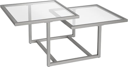 Henn&Hart 43" Wide Square Coffee Table in Nickel, Modern coffee tables for living room, studio apartment essentials