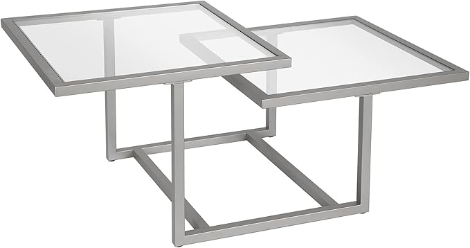 Henn&Hart 43" Wide Square Coffee Table in Nickel, Modern coffee tables for living room, studio apartment essentials