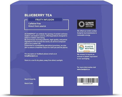 HANDPICK, Wild Blueberry Tea Bags (100 Count), True Premium Blueberry Herbal Tea with Hibiscus, Rose & Licorice | Brew Iced/Hot Tea