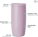 Load image into Gallery viewer, Simple Modern Travel Coffee Mug Tumbler with 360° Lid | Ceramic-Lined Insulated Stainless Steel Cold Brew Iced Coffee Cup | Gifts for Women Men Her Him | Voyager Signature | 16oz | Lavender Mist