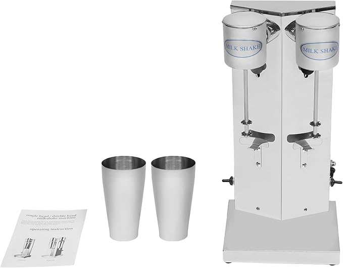 Electric Milkshake Maker Machine, 180W 2-Speed Double Head Milk Shake Mixer Machine with 27oz Stainless Steel Mixing Cup, Commercial Milkshake Blender & Drink Mixer for Home or Business