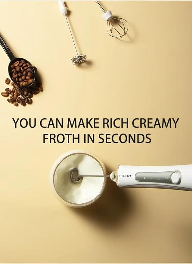 Handheld Milk Frother, Handheld Coffee Whisk, Low-Noise, USB Rechargeable, Black and White Color (Black with Stand)