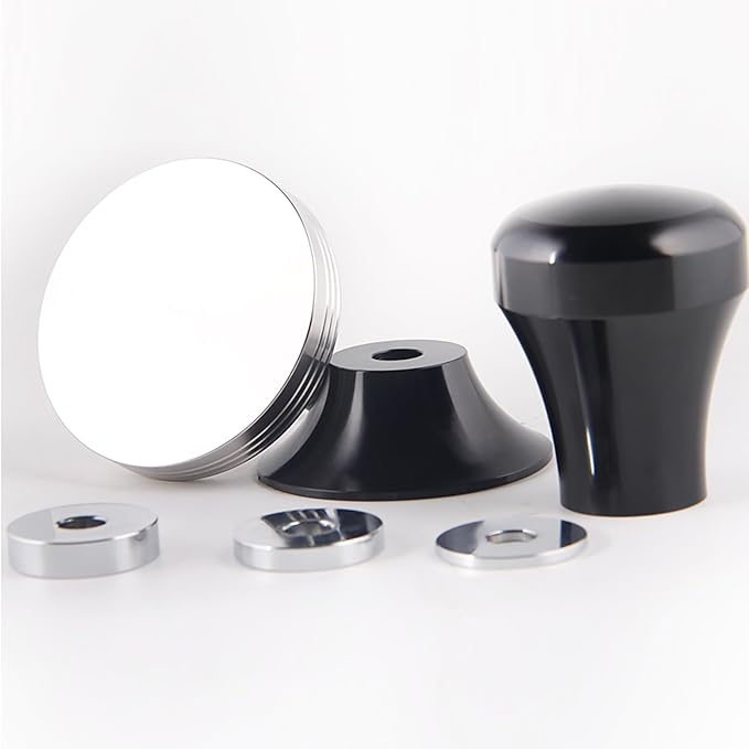 MOJAE 58mm Espresso Tamper with 304 Stainless Steel Flat, Coffee Tamper for 58mm Portafilters (Black)