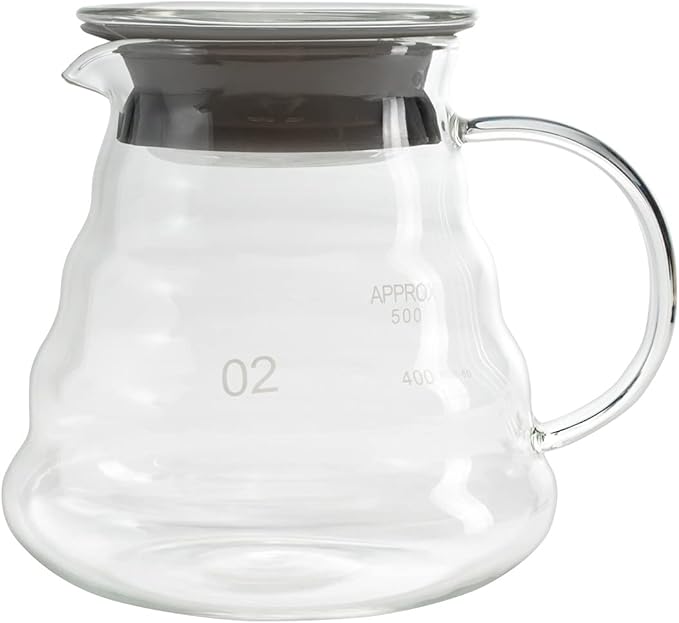 Restaurantware Restpresso 22 Ounce Coffee Carafe 1 Insulated Coffee Server - Push-Button Top Wide Spout Clear Glass Coffee Pitcher Built-In Handle Leakproof