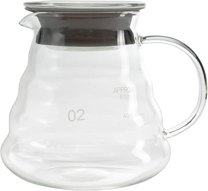 Restaurantware Restpresso 22 Ounce Coffee Carafe 1 Insulated Coffee Server - Push-Button Top Wide Spout Clear Glass Coffee Pitcher Built-In Handle Leakproof